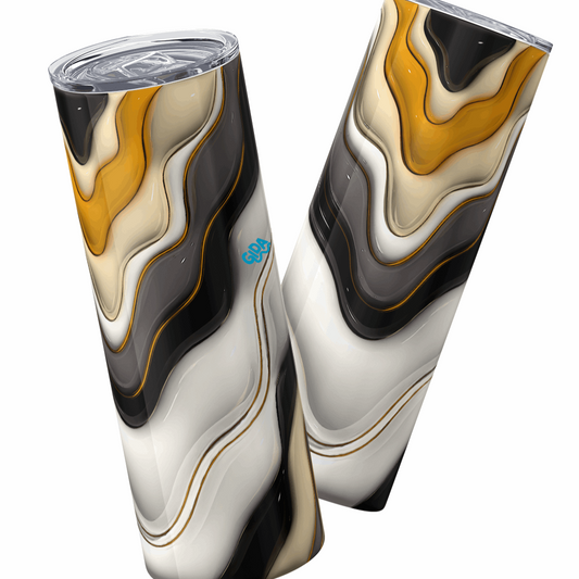 3D - Black and White Gold Geode Straight 20oz Tumbler wrap Vinyl