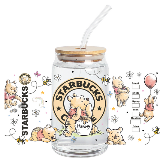 Cup Wrap Stickers UV DTF - Winnie Honey Coffee Wrap