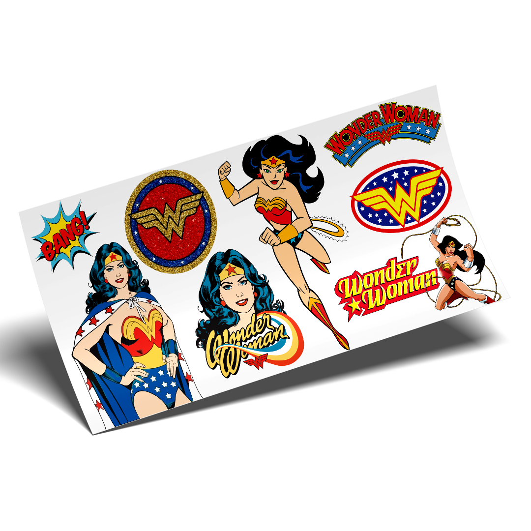 Cup Wrap Sticker UV DTF - Red Wonder Woman