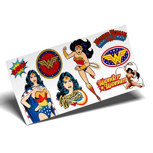 Cup Wrap Sticker UV DTF - Red Wonder Woman