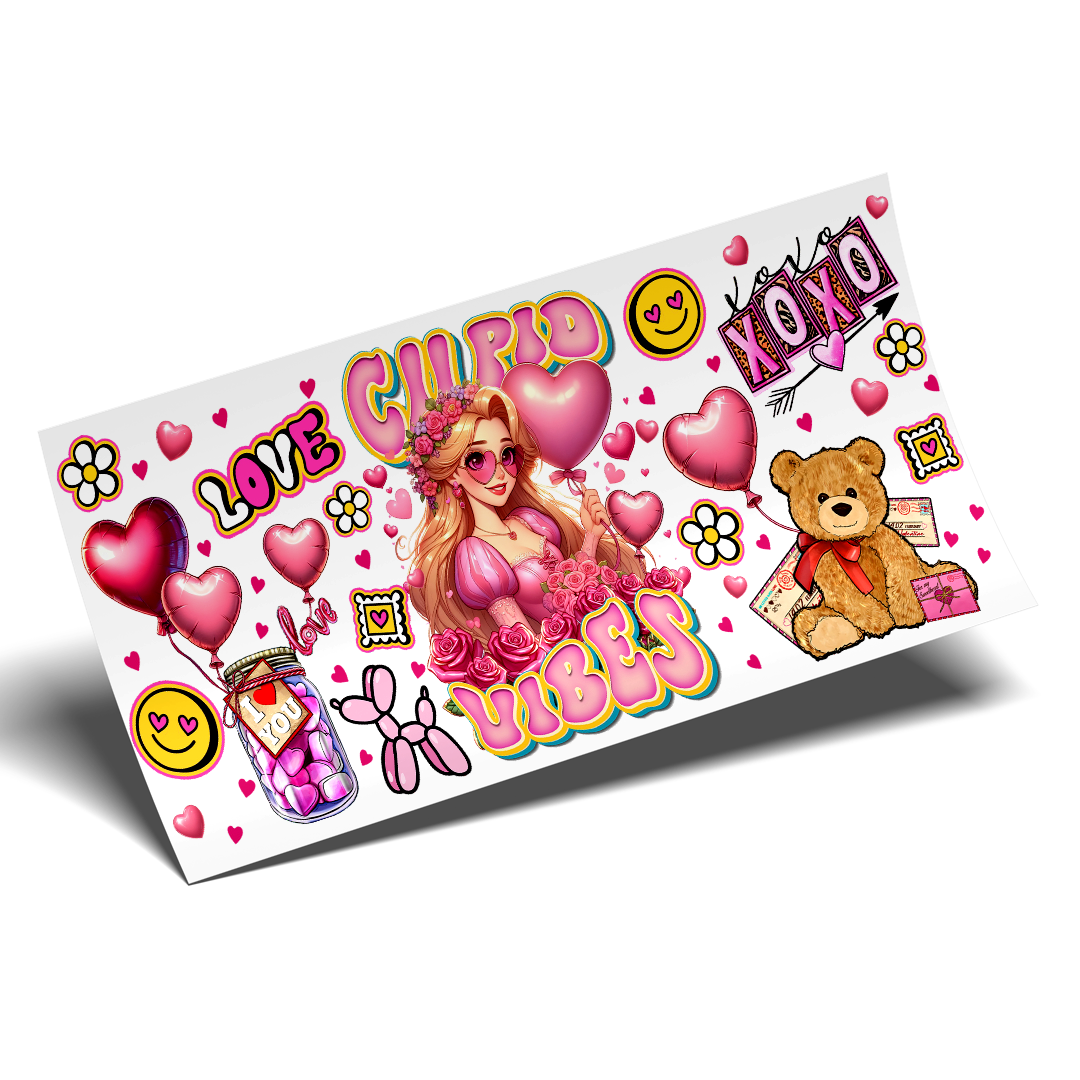 Cup Wrap Sticker - UV DTF Xoxo Rapunzel Cupid