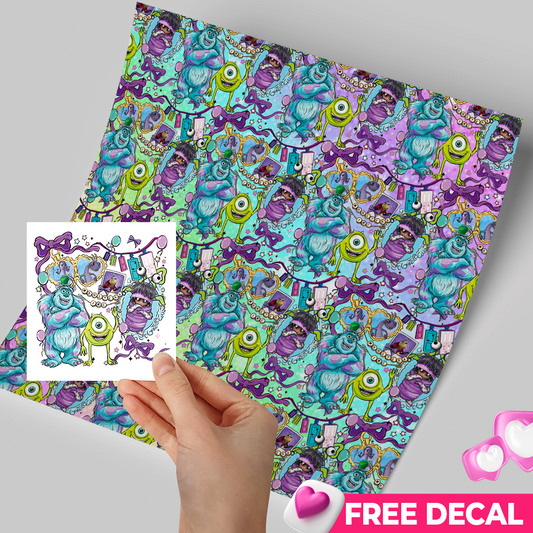 Printed Vinyl Sheet 12x12 " Permanent Vinyl - Monster inc