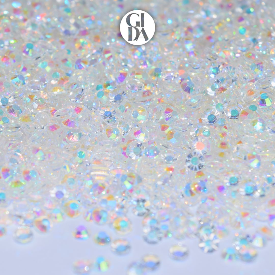 AB Opal Transparent Flat Back Rhinestones - Bag 1.2 oz / 5.000 pcs - 3mm - GIDA DESIGN