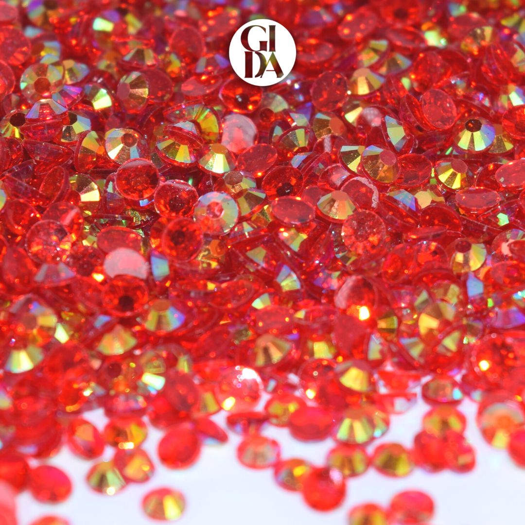 AB Luxury Red Transparent Flat Back Rhinestones - Bag 1.2 oz