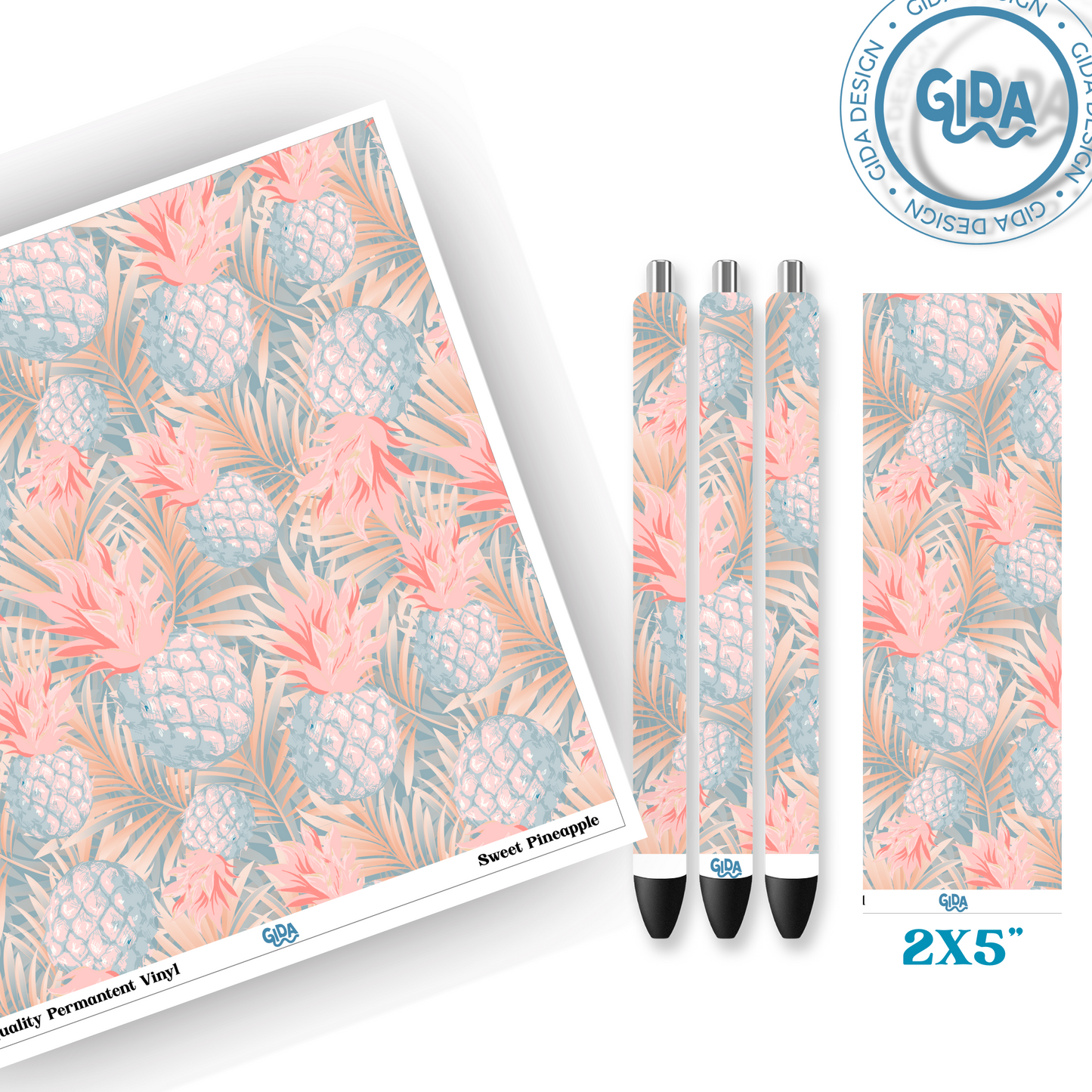 Pen Wrap Sweet Pineapple Patterned Vinyl