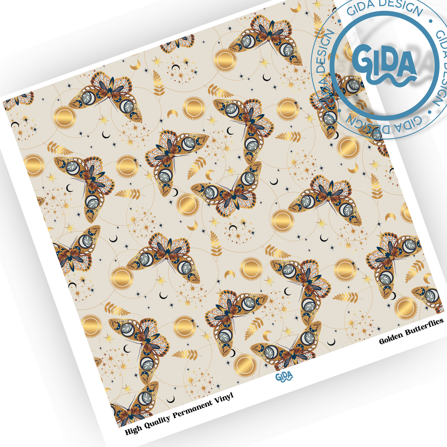 Golden Butterflies Printed Vinyl