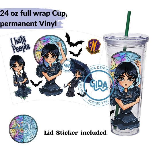 Merlin 24 oz Permanent Vinyl wrap with Lid Sticker