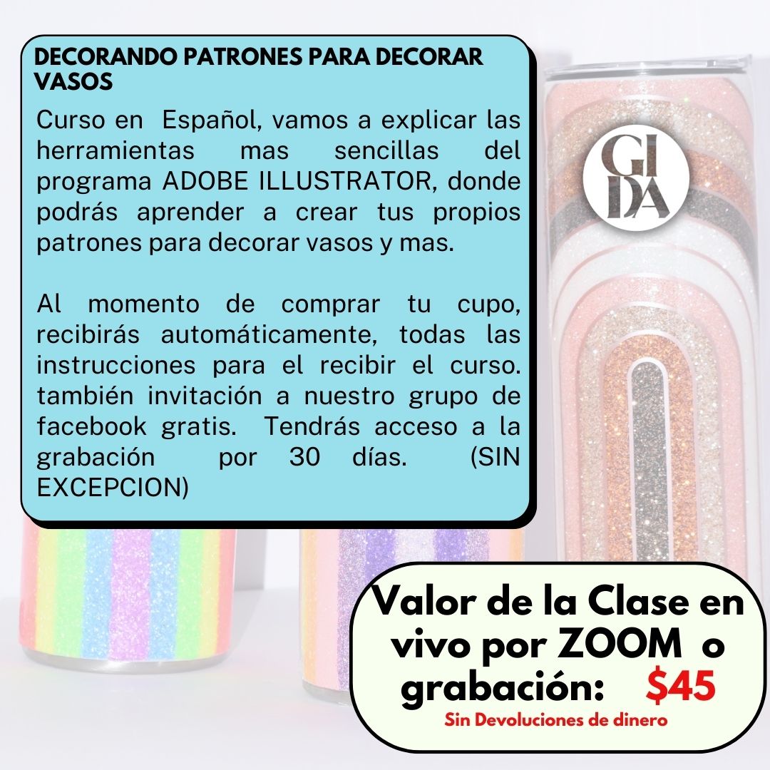 CURSO EN VIVO, Creando Patrones para decorar vasos, desde Adobe Illustrador - GIDA DESIGN