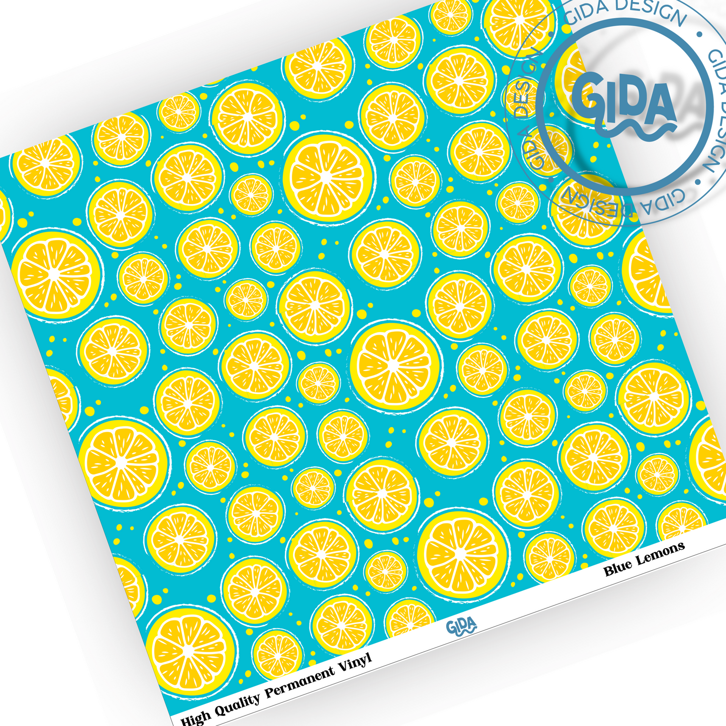 Blue Lemons Patterned Vinyl