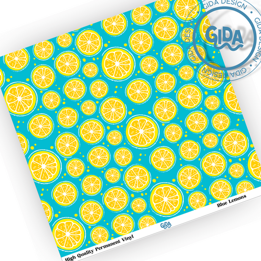 Blue Lemons Patterned Vinyl
