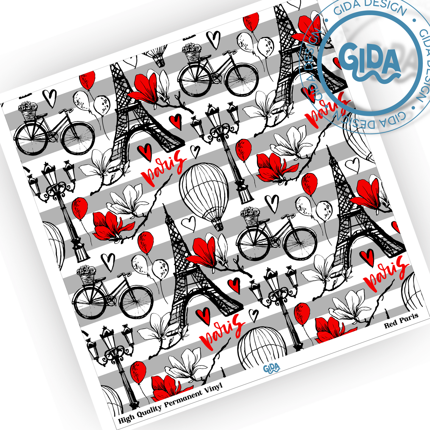 Red Paris Pattern 12x12" Vinyl