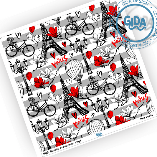 Red Paris Pattern 12x12" Vinyl
