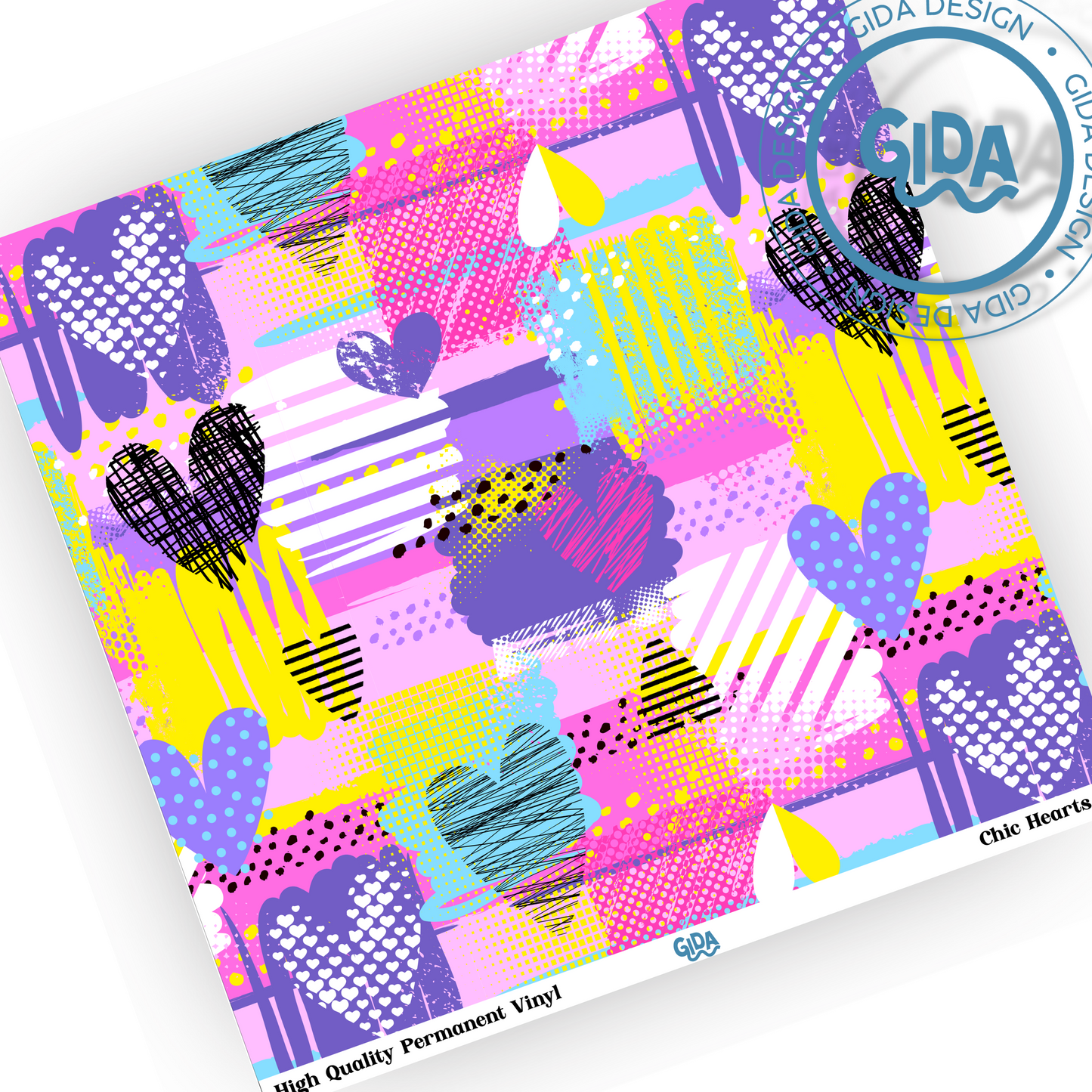 Chic Hearts Pattern 12x12" Vinyl