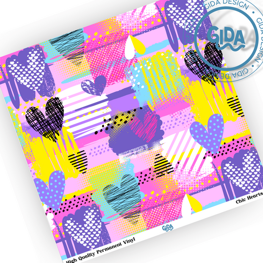 Chic Hearts Pattern 12x12" Vinyl