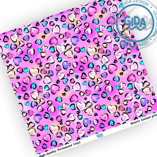 Heart Animal Print Patterned Vinyl