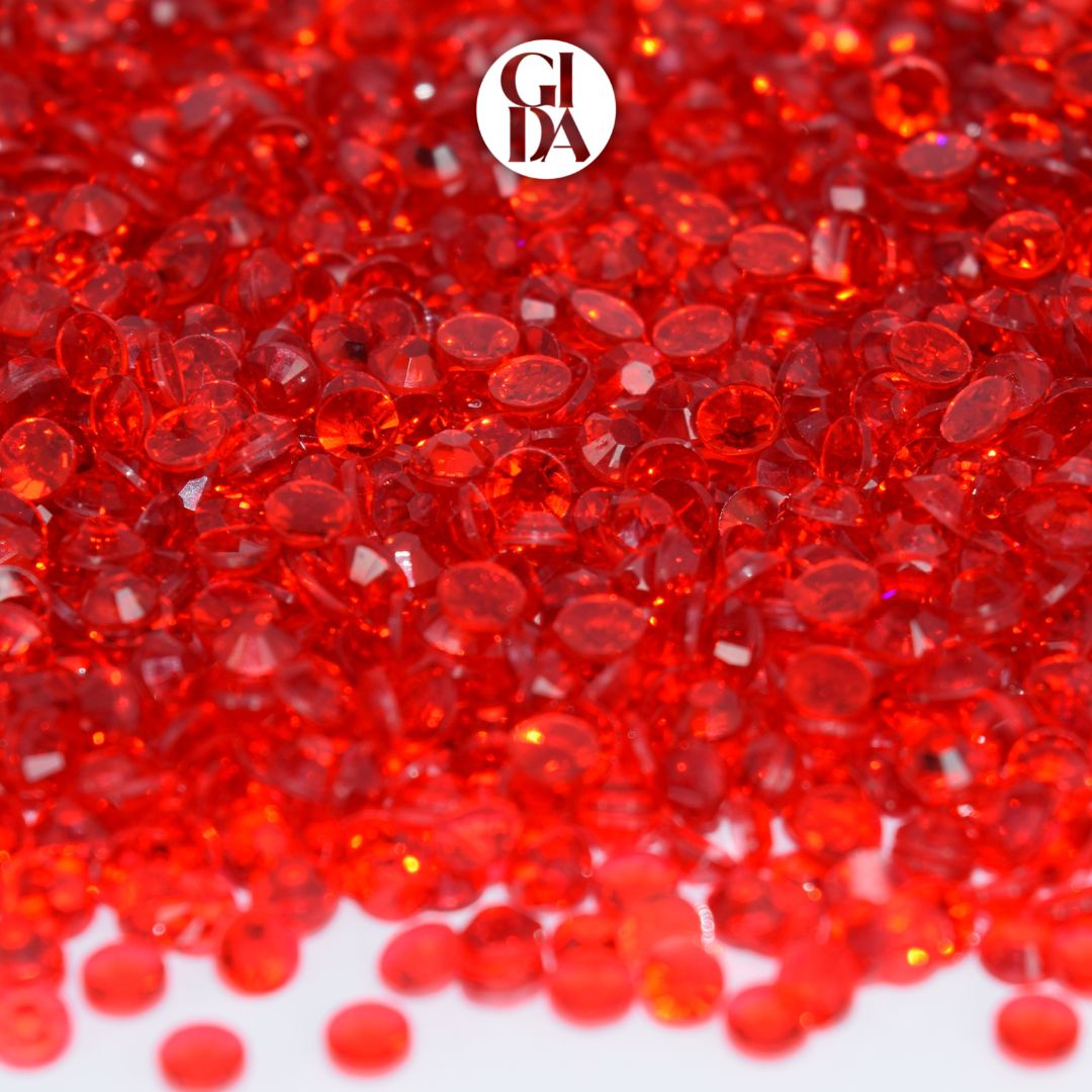 Sexy Red Transparent Flat Back Rhinestones - Bag 1.2 oz / 5.000 pcs - 3mm - GIDA DESIGN
