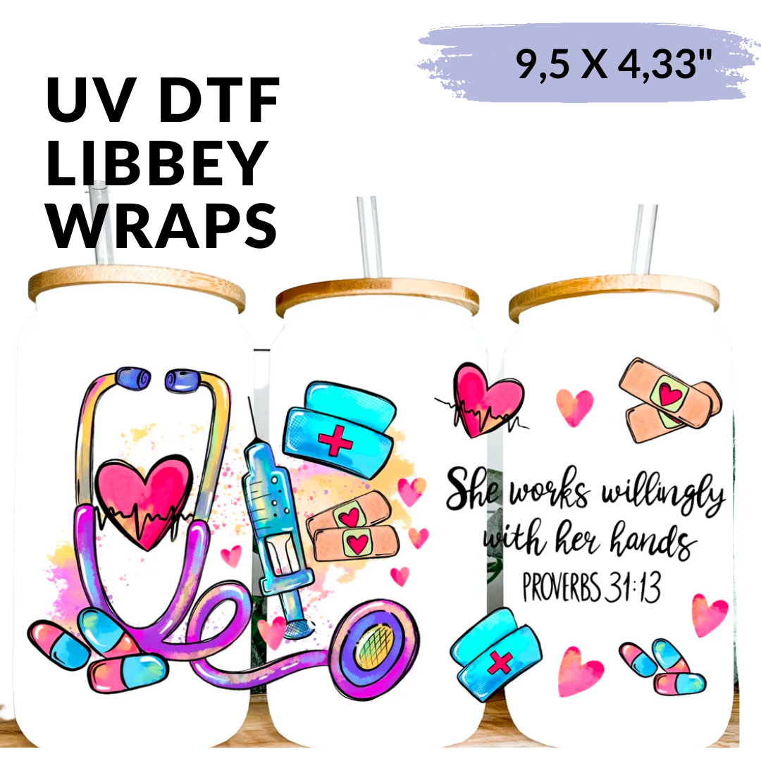 UV DTF Wrap Stickers - Nurses libbey cup Wrap