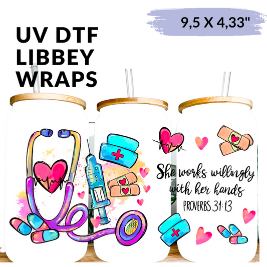 UV DTF Wrap Stickers - Nurses libbey cup Wrap