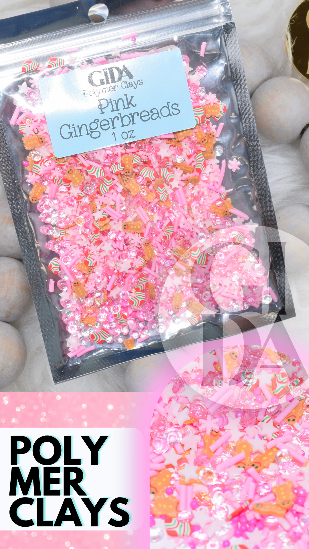 Pink Gingerbread Polymer clay 1 oz - GIDA DESIGN