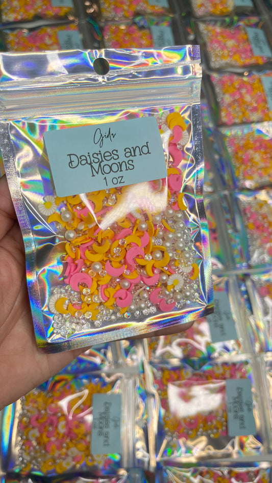 Daisies and Moons Polymer clay 1 oz - GIDA DESIGN