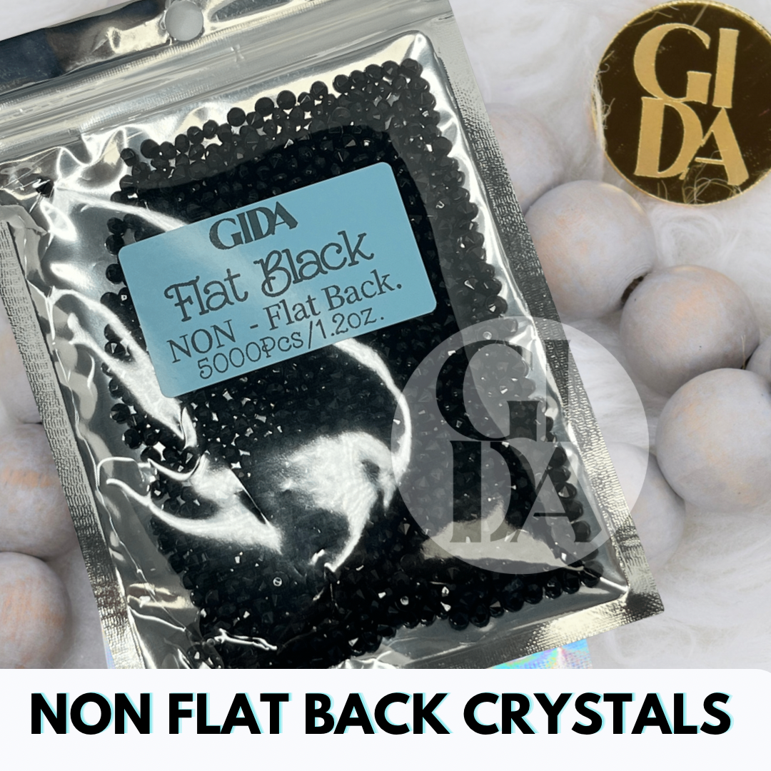 Flat Black NON FLAT BACK Rhinestones - Bag 1.2 oz / 5.000 pcs - 3mm - GIDA DESIGN
