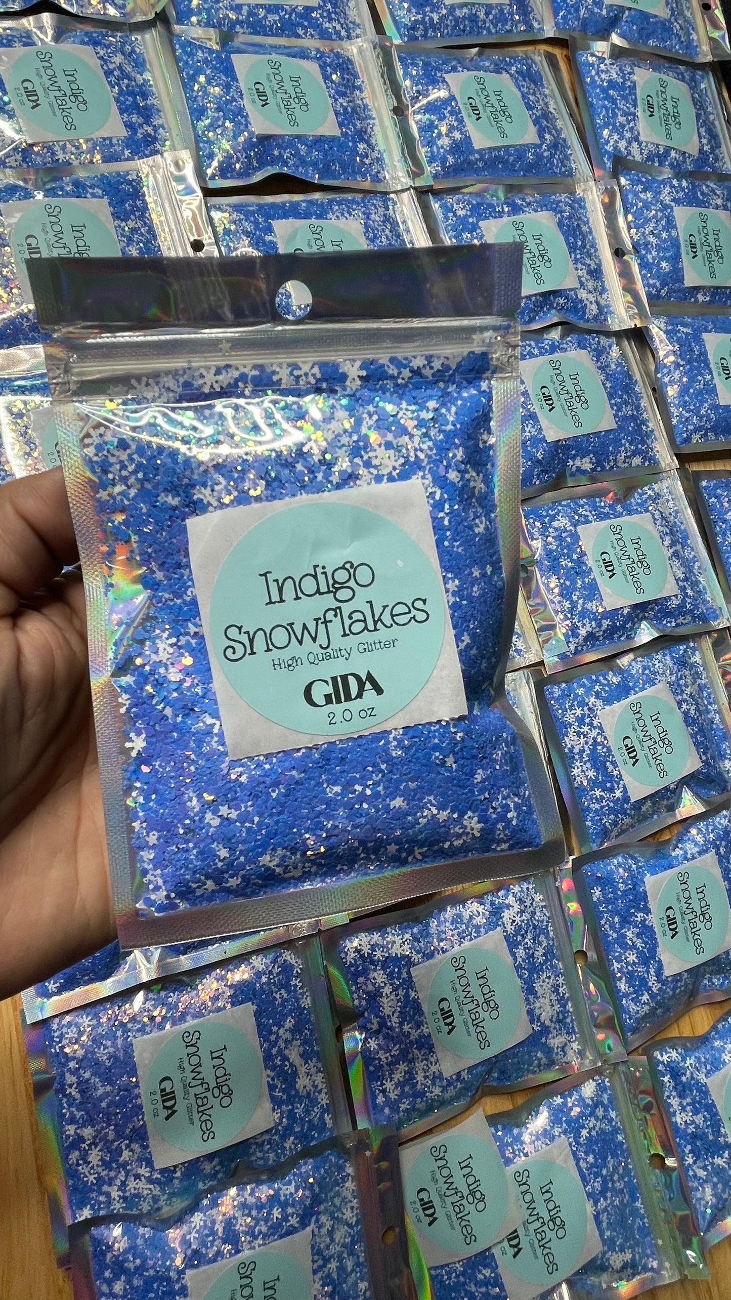 Indigo Snowflakes Chunky Glitter - 2 oz - GIDA DESIGN