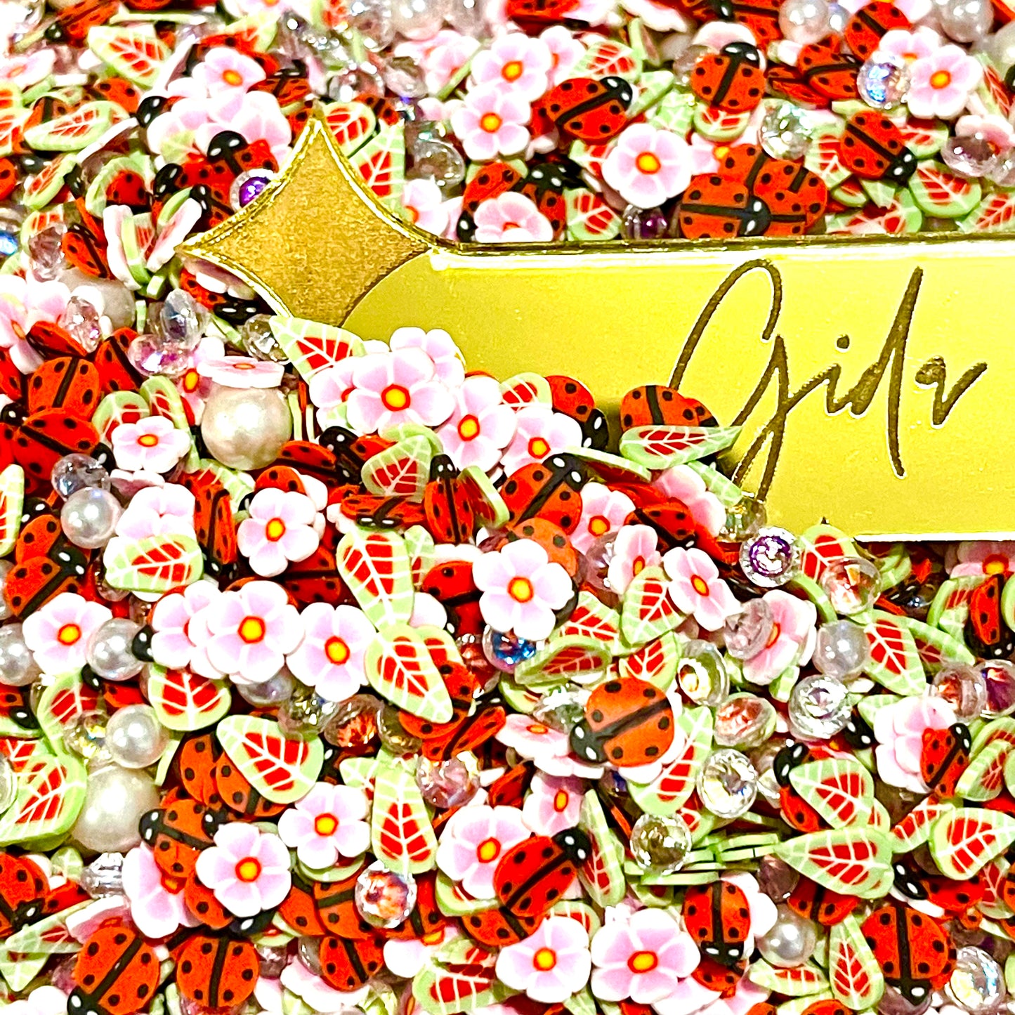 Flores y Mariquitas Polymer clay 1 oz - GIDA DESIGN