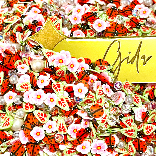 Flores y Mariquitas Polymer clay 1 oz - GIDA DESIGN