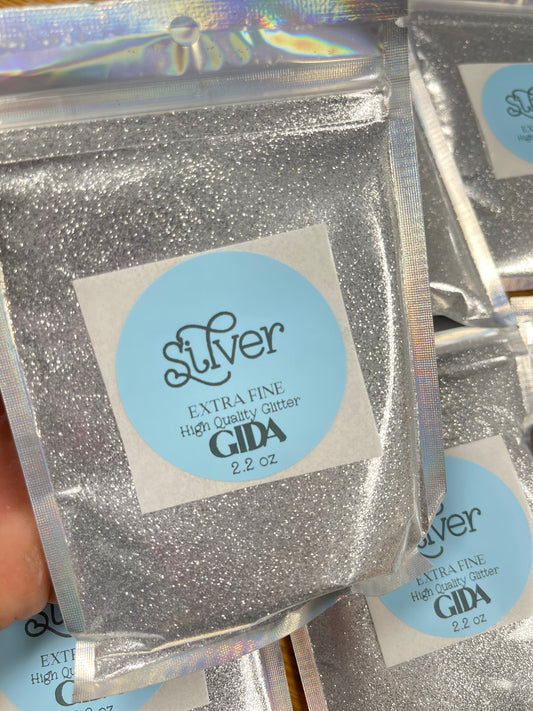 Silver Glitter Extra Fine - 2.2 oz - GIDA DESIGN