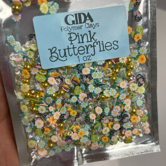 Pink Butterflies Polymer clay 1 oz - GIDA DESIGN