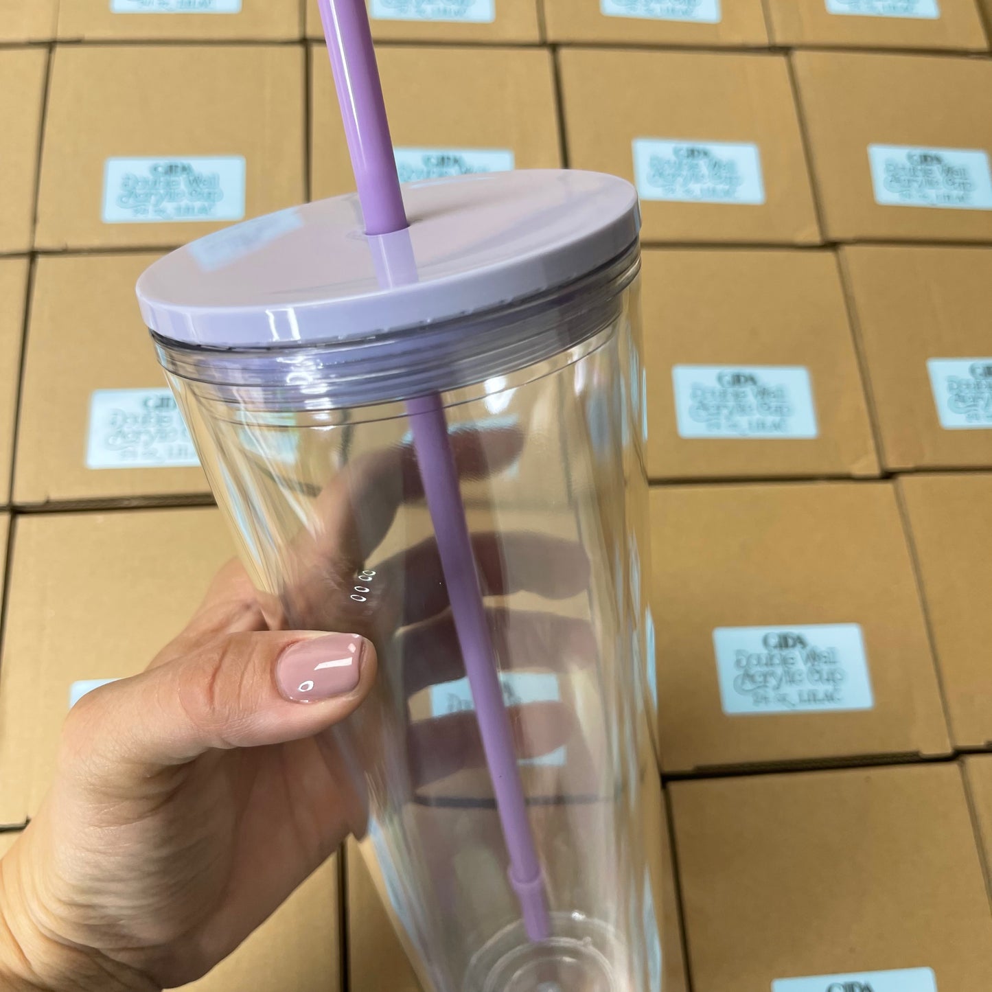 24 OZ Acrylic Double Wall Cup / PRE HOLED. Great for Snowglobes Tumblers. - GIDA DESIGN