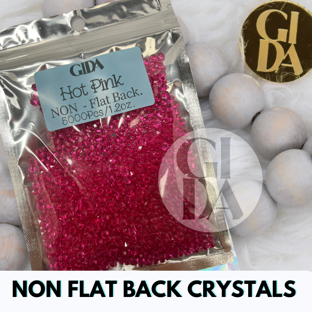 Hot Pink NON FLAT BACK Rhinestones - Bag 1.2 oz / 5.000 pcs - 3mm - GIDA DESIGN