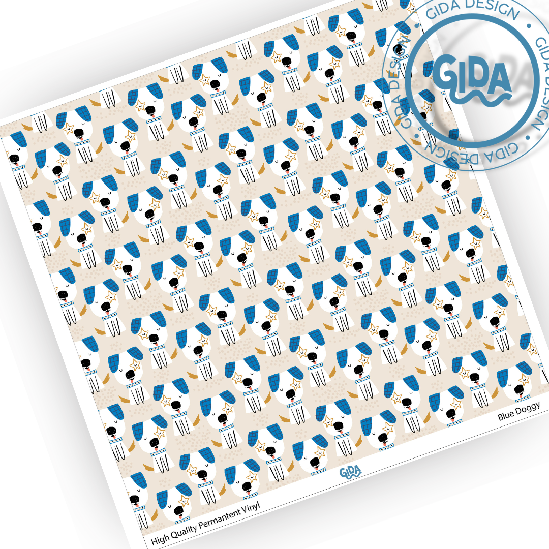 Blue Doggy Patterned Vinyl