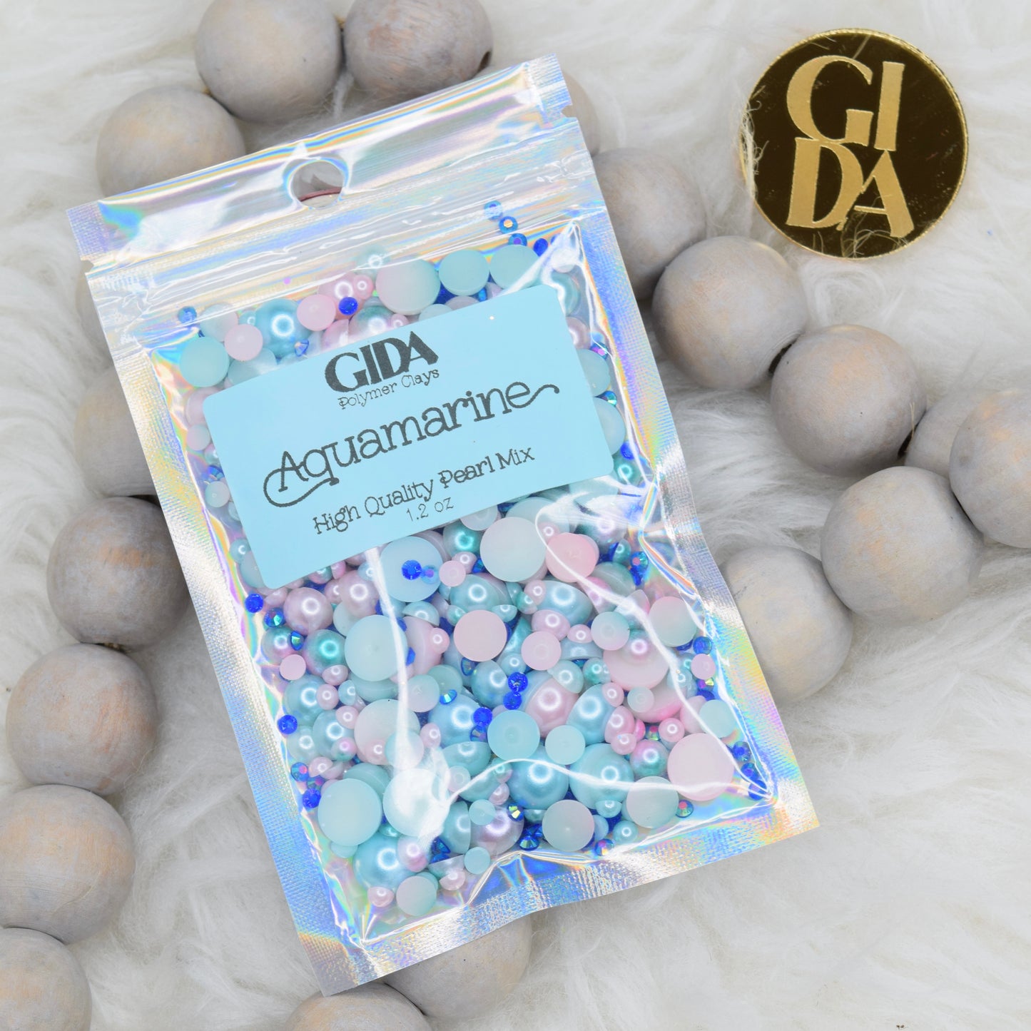 Aquamarine Flat Back Pearl Mix - 1.2 oz - GIDA DESIGN