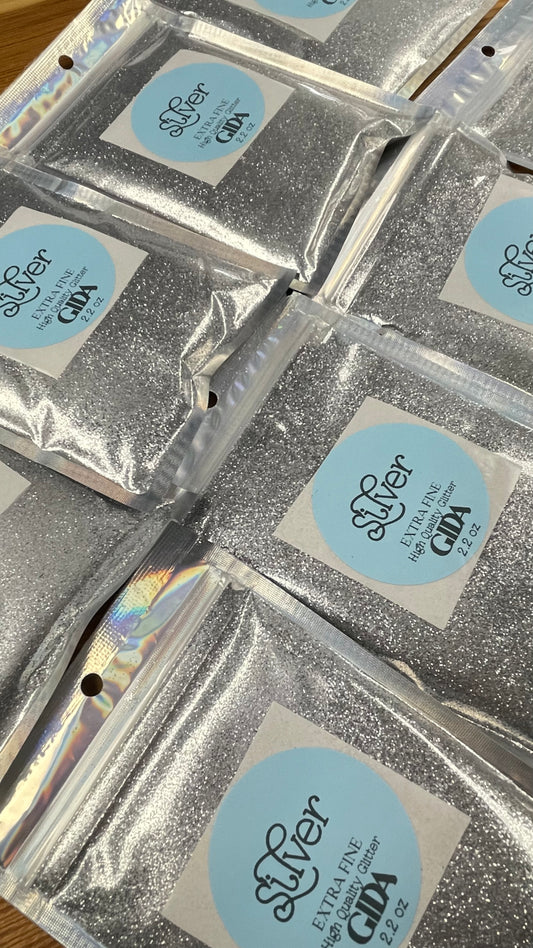 Silver Glitter Extra Fine - 2.2 oz - GIDA DESIGN