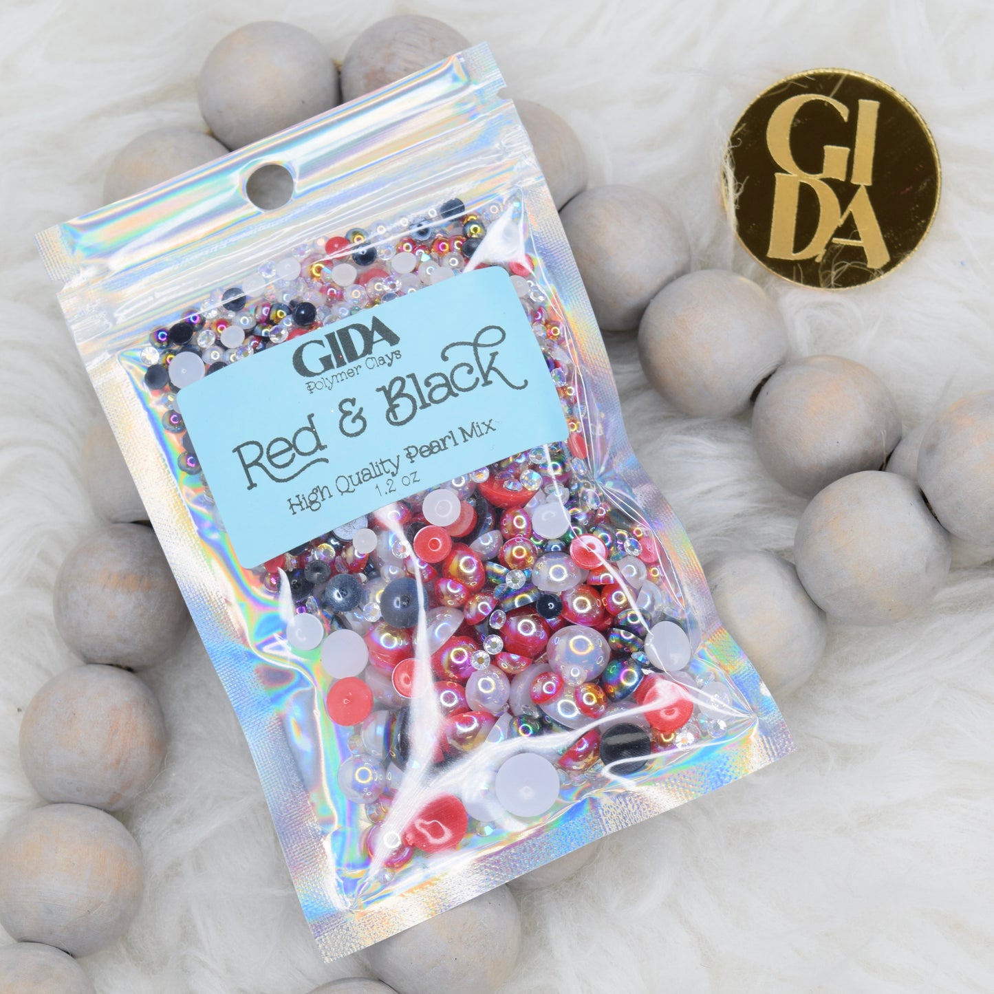 Red & Black Flat Back Pearl Mix - 1.2 oz - GIDA DESIGN