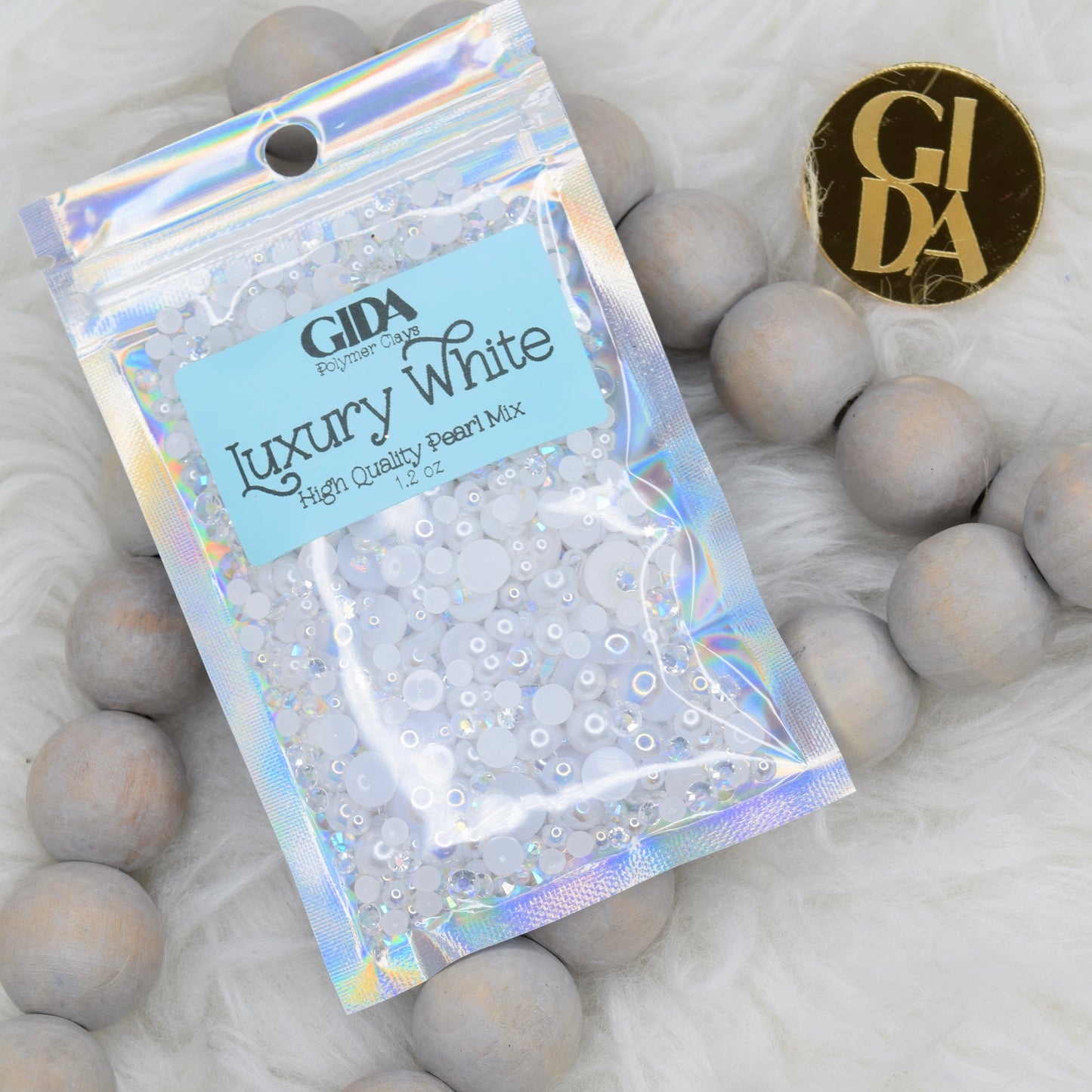 Luxury White Flat Back Pearl Mix - 1.2 oz - GIDA DESIGN