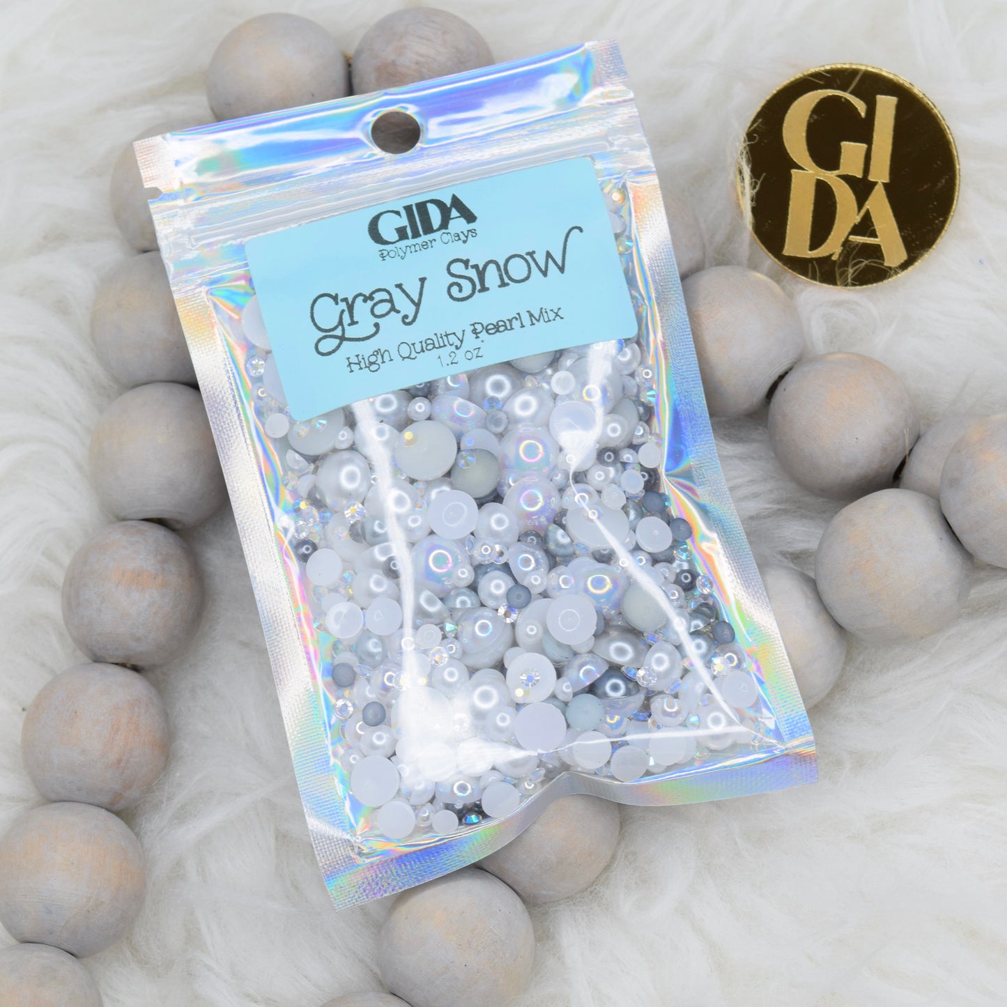 Gray Snow Flat Back Pearl Mix - 1.2 oz - GIDA DESIGN