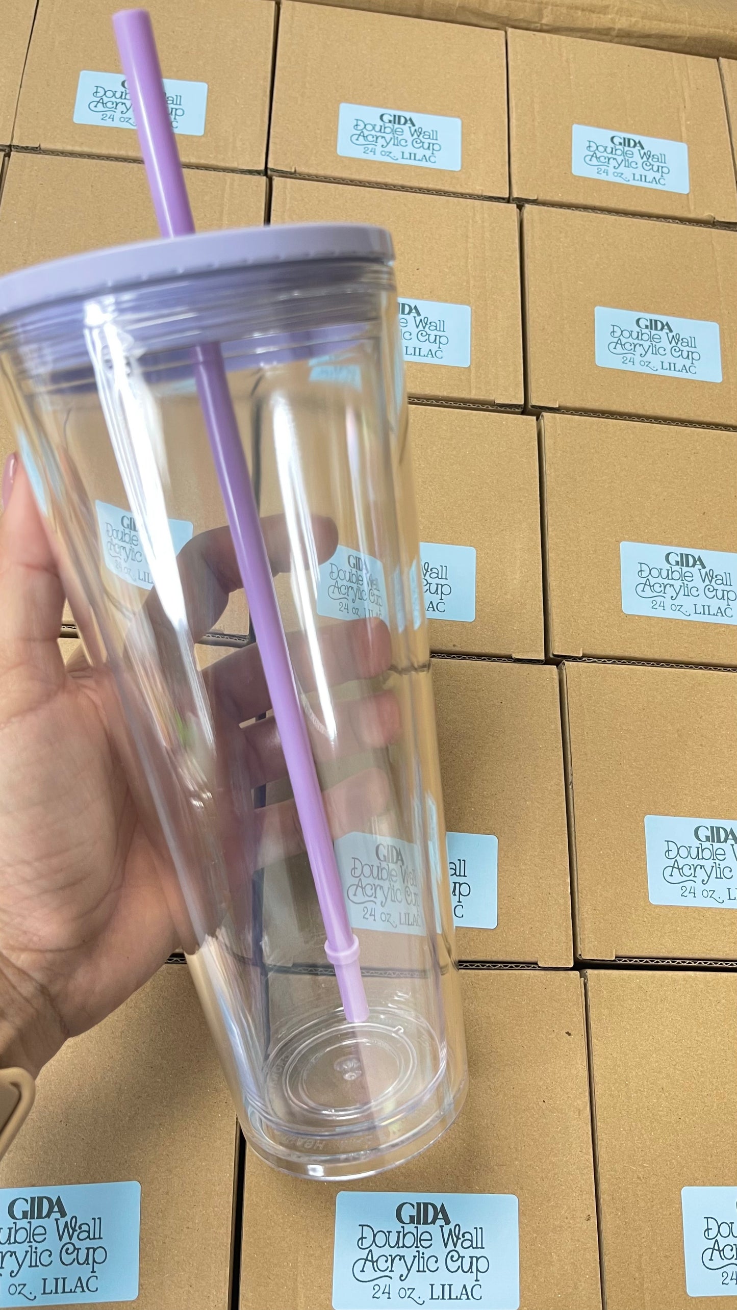 24 OZ Acrylic Double Wall Cup / PRE HOLED. Great for Snowglobes Tumblers. - GIDA DESIGN