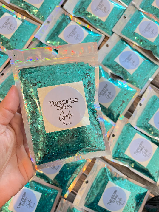 Turquoise Chunky Glitter - 2 oz - GIDA DESIGN