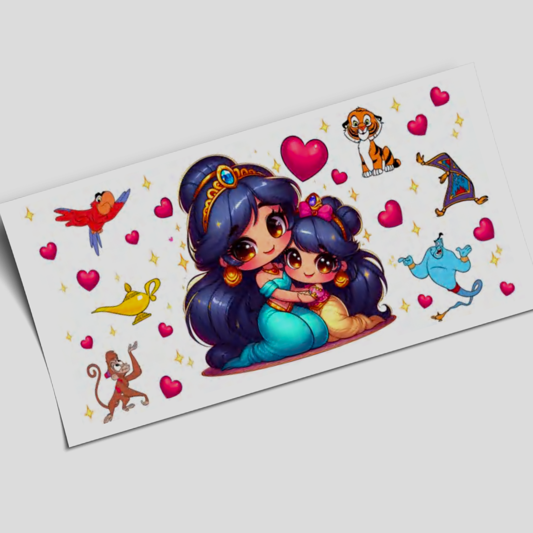 UV DTF Wrap Stickers - Jasmine cartoon - 16oz libbey