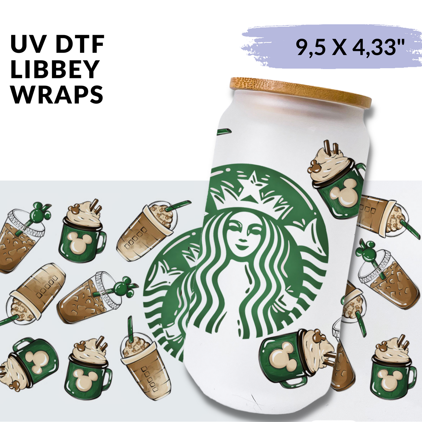 UV DTF - Green Coffee and Mousse Libbey cup Wrap