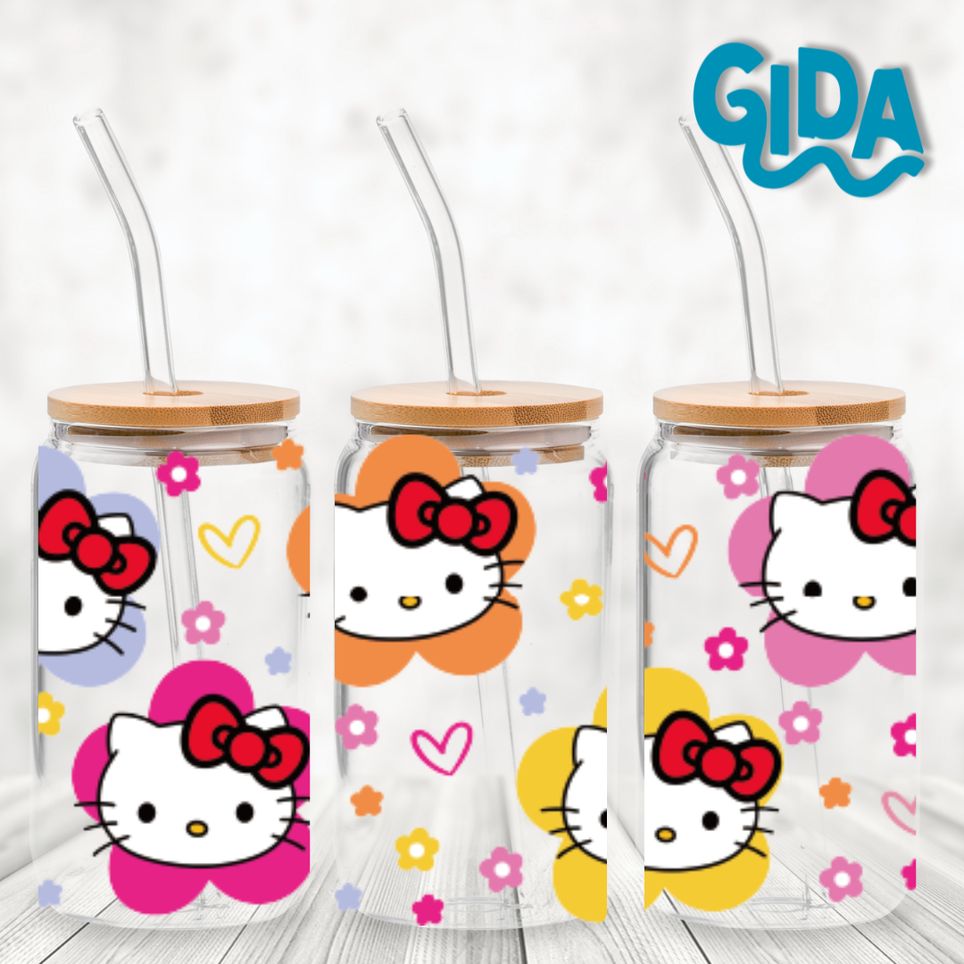 UV DTF - Little flowers and kitty faces libbey cup Wrap