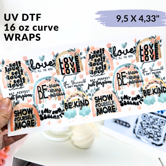 UV DTF - Love Love Self Love Libbey cup Wrap