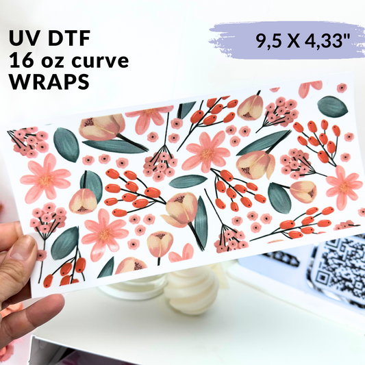 UV DTF - Sweet Flowers Libbey cup Wrap