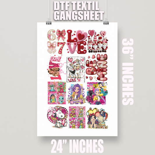 Textil DTF - PRE MADE Gang sheet 22x36 inches Valentines