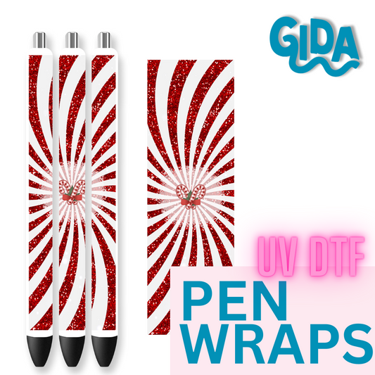 UV DTF - Red Candy Christmas Pen Wrap