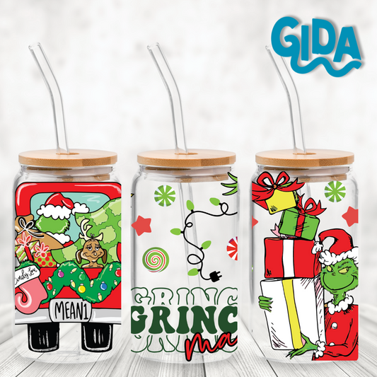 UV DTF - GrinchMas Christmas 16oz Libbey cup Wrap
