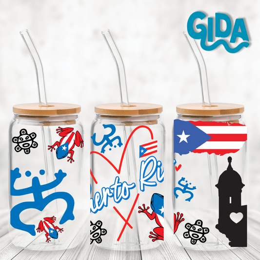 UV DTF Stickers Wraps - Puerto Rico PR 16 oz wrap