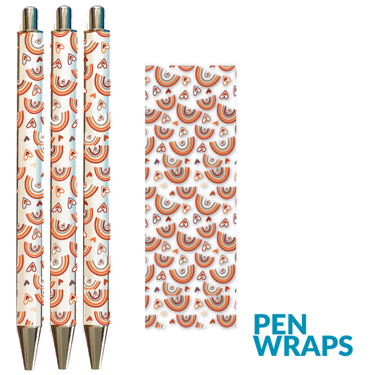 Pen Wrap UV DTF - Rainbow Boho and Hearts - Pen Wrap